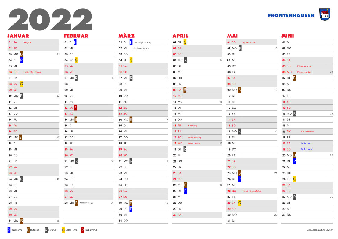 Kalender Frontenhausen 2022